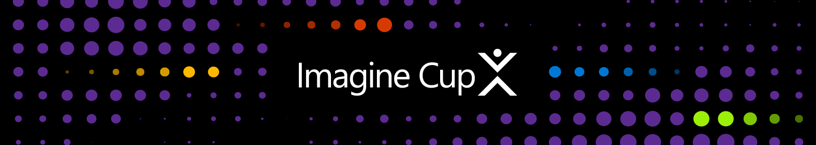 Imagine Cup logo with a colored dot background pattern